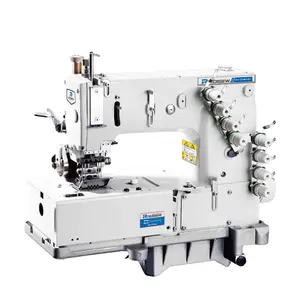 GC1508PR Flat Bed Dubbele Naald Chain Stitch Taille Banding Bevestigen Machine Met Onafhankelijke Lagere Puller Voor Curve Naad