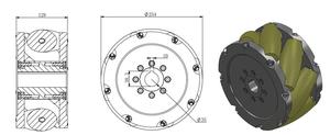 Set di Ruote Mecanum NM254A da 254mm ad Alta Capacità di Carico 1500kg per Robot Industriali di Grandi Dimensioni, Ruota Mecanum Gialla - Product Image 2