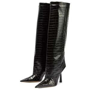 Leather Fashion Botas De Dama Shoes Stiletto Heel Knee High Women's <b>Boots</b> - Product Image 1