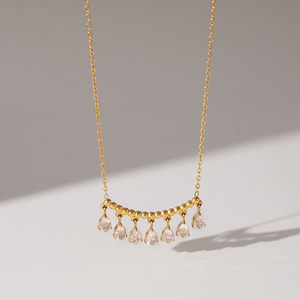Collar de circonita en forma de lágrima con cadena de oro y engaste de garra, joyería para mujer de uso diario, origen Yiwu - Product Image 4