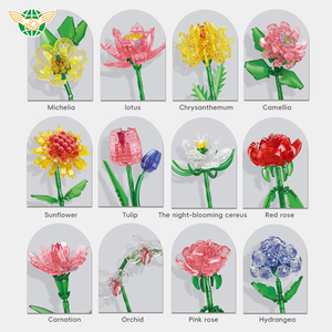 YF Flower Model Decoration Building Blocks Sets Asamblea 12 tipos Regalos de Navidad Flores Building Blocks - Product Image 5