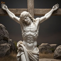 Église catholique chrétienne célèbre grande pierre sculpter jésus 14 Station onzième station marbre blanc jésus cloué croix Sculpture