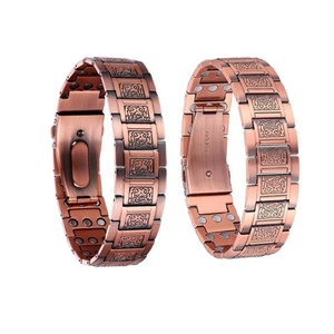 <b>Men</b> Biomagnetic Fashionable <b>Bracelet</b> With Geometric Pattern Design Three-Row Magnetic <b>Beads</b> for Arthritis - Product Image 1