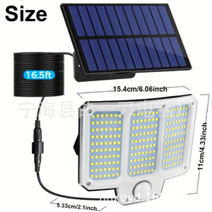 Solar Powered Wall Lamp <b>Led</b> 15.4cm 6.06inch <b>Motion</b> <b>Sensor</b> Outdoor Garage Street <b>Light</b> Waterproof For Home Use - Product Image 1