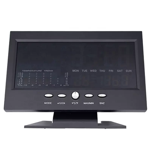 Termómetro con control de voz retroiluminado, higrómetro, medidor de temperatura y humedad con pronóstico del tiempo, estación de calendario, reloj despertador - Product Image 4