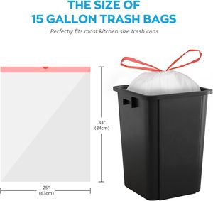 Wholesale Custom Printed HDPE Plastic Waste Rubbish Bags in Rolls 13 Gallon Garbage Trash Bags Draw <b>String</b> ISO9001 Certified - Product Image 4