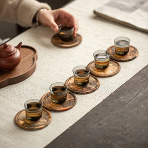 Posavasos de bambú con estampado satinado, alfombrillas cuadradas aislantes del calor para ceremonia del té, juegos de té Kung Fu, nuevo estilo chino - Product Image 3