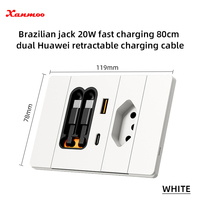 Cable Retráctil Tipo C de Carga Rápida USB 2.0 de 20 W para Teléfonos Apple y Android, Enchufe Brasileño