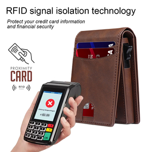 กระเป๋าใส่บัตร RFID แบบกำหนดเอง กระเป๋าสตางค์หนังแท้สำหรับผู้ชาย ที่ใส่บัตรแบบ Smart Pop-up จุบัตร<span class=keywords><strong>ได้</strong></span> 10 ใบ พร้อมช่องใส่<span class=keywords><strong>เงิน</strong></span>สำหรับผู้ชาย - Product Image 5