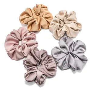 Hot Sale Satin Ponytail Scrunchies Hair Ties Accessories Elastic Band Solid Color Crystal Satin Scrunchies