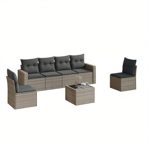 Ensemble de canapés de jardin en rotin gris 4 places, résistant aux intempéries, mobilier d'extérieur au design contemporain - Product Image 1