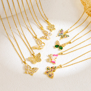 Collier Pendentif Papillon en Acier Inoxydable Plaqué Or avec Zircon pour Femme, Vente en Gros Usine, Nouveauté Tendance, Bijou de Mode, Idée Cadeau - Product Image 4