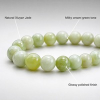 Bracelets pour hommes en jade naturel 100% - Couleurs fraîches d'été - Perles classiques extensibles - 10 mm - Vert clair - Cadeau d'anniversaire