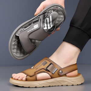 Men's Summer Outdoor Arch <b>Support</b> Sandals PU Leather Upper Lightweight Cushioning Beach Walking Casual Open <b>Toe</b> Buckle Strap - Product Image 4