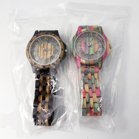 Montre en bois pour homme à quartz avec bracelet en bambou, écologique, étanche, chronographe, aiguilles en verre, vente en gros
