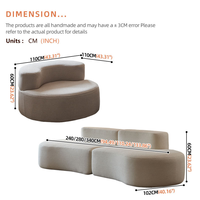 Canapé modulable en velours de style minimaliste, forme cachemire, tons crème, compressé sous vide, pour salon
