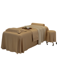 Ensemble de draps de massage en coton kaki de qualité supérieure, 4 pièces, ultra-légers, résistants aux taches et aux plis