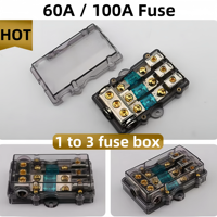 Support de fusible ANL audio 3 voies 60/100 A, bloc de distribution de fusibles, amplificateur répartiteur vidéo pour autoradio, moteur de pêche à la traîne pour bateau