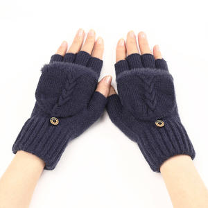 Gants d'hiver pour femmes à double usage 2025, cadeau, doigts visibles, à revers côtelé et moelleux, gants tricotés chauds pour l'hiver, mitaines pour femmes - Product Image 5