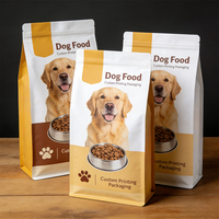 Sacs en papier kraft personnalisés pour aliments pour animaux de compagnie, fond plat, imprimés, refermables avec fermeture éclair, pour le stockage de friandises pour chiens et chats, emballage en gros