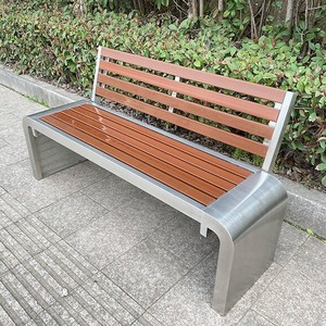 Banc de parc en acier inoxydable en forme de U, anti-corrosion, en plastique et bois, personnalisable, pour les communautés, les gymnases, les sites touristiques - Product Image 1
