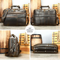Vintage Crazy Horse cuir 17 pouces mallette pour ordinateur portable hommes bureau sac en cuir véritable grande capacité et Portable