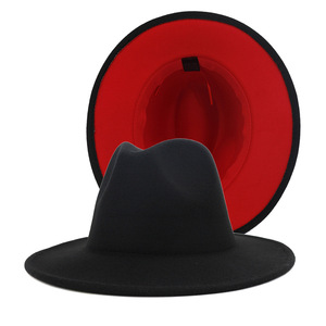 Nuevos colores, venta al por mayor de alta calidad, sombrero <span class=keywords><strong>Fedora</strong></span> de fieltro de lana, sombreros de 2 tonos, sombreros de ala ancha - Product Image 2