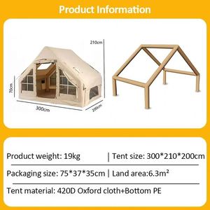 Tente de glamping d'extérieur 4 saisons pour 4 à 6 personnes, gonflable et pliable, en tissu Oxford, pour le camping - Product Image 2