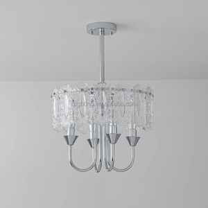 Fransız lüks gümüş doğal kabuk pul oturma odası ve yemek odası Retro Art Deco amerikan tarzı kare avize - Product Image 3