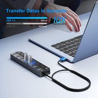 ONFINIO Hub USB 2.0 à 7 ports avec interrupteurs marche/arrêt individuels et lumières, câble de 1 m pour MacBook, ordinateur portable, Surface Pro, PS4, PC