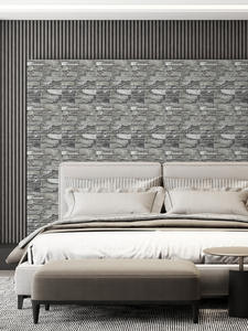 Autocollants muraux modernes en mousse de marbre 3D Motif de briques géométriques imperméables pour chambre à coucher - Product Image 2