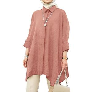 HANO toptan ucuz islam giyim malezya müslüman kadınlar kadınlar için düz renk pilili müslüman bluz Tops - Product Image 1