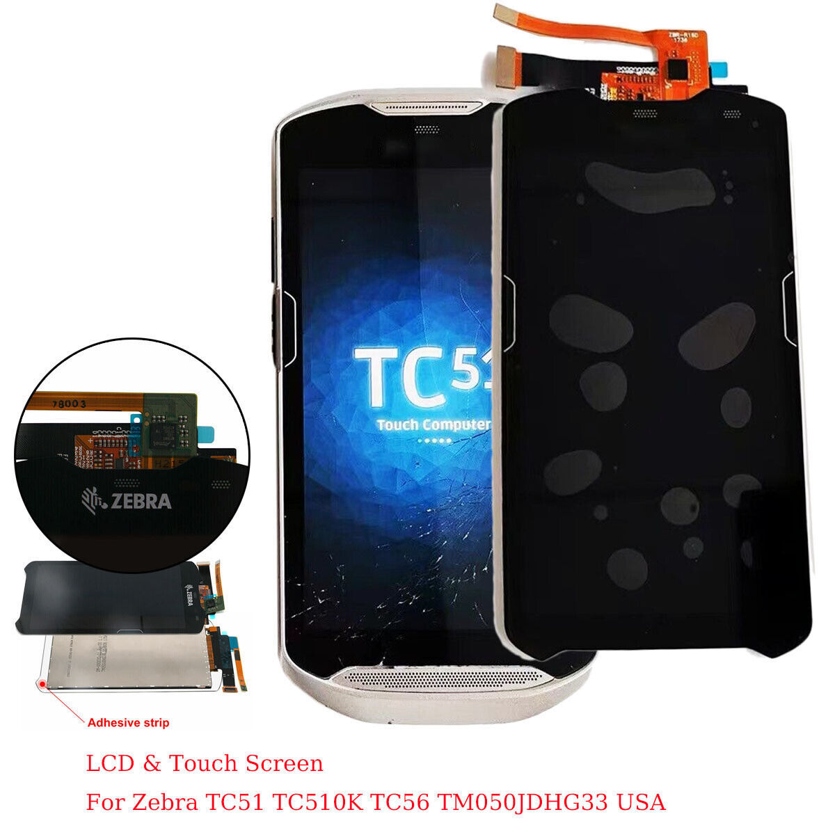 LCD Display + Touch Screen Digitizer For Zebra TC51, TC56, TC510K – Brand New