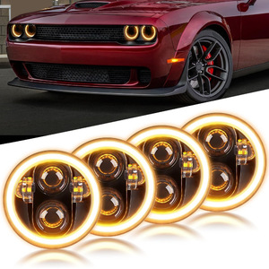 <b>LED</b> <b>Headlights</b> 5.75 Inch Round 4 Bulb Angel Eyes For Polaris Utility Vehicle 12V 3000K Universal Fit Retrofit Upgrade - Product Image 1