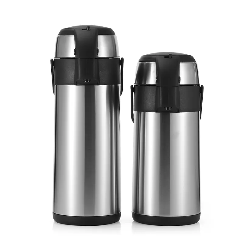 स्टेनलेस स्टील के शरीर बड़े क्षमता Airpot कॉफी चाय के साथ मशीन पंप हवा कॉफी बोतल