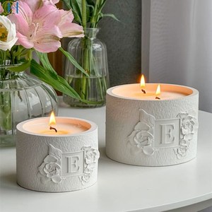 C & H Vente en gros de bougies en céramique gaufrée faite à la main avec fleur de <span class=keywords><strong>soleil</strong></span> Bougies parfumées de longue durée avec logo gravé - Product Image 5