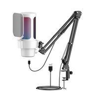 Microphone de studio à condensateur USB professionnel, kit XLR, support RGB, cardioïde, filaire, métal, garantie 1 an pour podcast