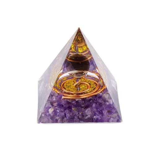 Sphère de cristal pyramide Orgone pierres d'améthyste Chakra méditation pyramide générateur d'énergie pierres de guérison attirer la richesse porte-bonheur