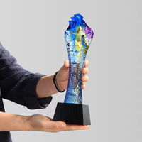 Trophées en verre cristal gravé en forme d'étoile avec placage coloré pour souvenirs d'affaires