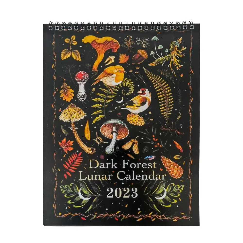 2023 Dark Forest Lunar Calendar, Creative Illustrated Wall Lunar Calendar Waterproof Color Ink Wash Art Astrology Moon Calendar