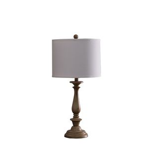Lampe de table Db Coastal Wood Effect en polyrésine, 27,5 pouces, abat-jour blanc, pour salon, source de lumière LED, base E26 - Product Image 1