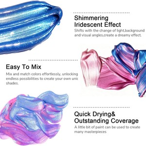 <span class=keywords><strong>Peinture</strong></span> <span class=keywords><strong>acrylique</strong></span> nacrée arc-en-ciel, 18 couleurs dégradées vibrantes, tubes de 60 ml, idéale pour la décoration des œufs de Pâques et l'art du graffiti - Product Image 3