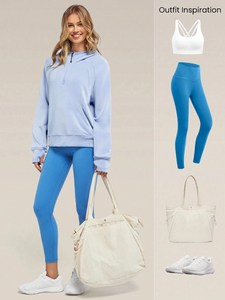 Felpa con cappuccio da donna personalizzata <span class=keywords><strong>taglie</strong></span> <span class=keywords><strong>forti</strong></span>, all'ingrosso, alla moda, casual, a maniche lunghe, stile autunnale, con mezza zip, in maglia lavata - Product Image 4