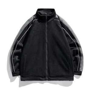 Kustom jaket Varsity polos ukuran besar Bomber berritsleting atas kulit lunak leher Tempat Tidur lengan reguler untuk pria - Product Image 4