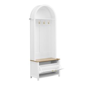 SENYU Modern Entryway <b>Hall</b> Tree with Shoe <b>Rack</b> and Hooks, Wood Bench, 3 Hooks, 2 Shelves, Freestanding <b>Coat</b> <b>Rack</b> - Product Image 4