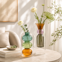 Vase en verre coloré moderne, décoration esthétique pour la maison, salon, table à manger, accessoires de décoration de bureau, vase hydroponique