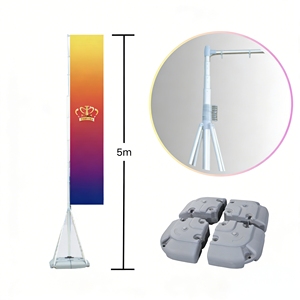 Mât de drapeau multi-usage de 5 m avec base en plastique et poulie supérieure pour drapeaux d'extérieur standard - Product Image 1