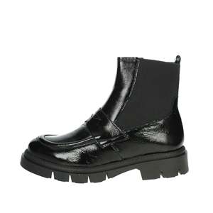 Bottines basses pour femmes en cuir verni noir à semelle épaisse, bottines tendance - Product Image 1