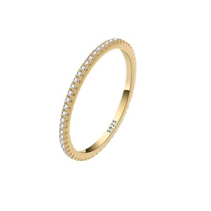Women's 18K <b>Solid</b> Gold Moissanite Eternity Band Ring Round Brilliant Cut Pave Setting Classic Wedding Jewelry - Product Image 4