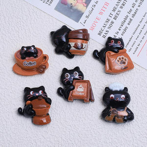 Mignon café chat dessin animé <span class=keywords><strong>bricolage</strong></span> résine pince à cheveux <span class=keywords><strong>bricolage</strong></span> trou chaussures <span class=keywords><strong>fleur</strong></span> indésirable téléphone pendentif accessoires - Product Image 2